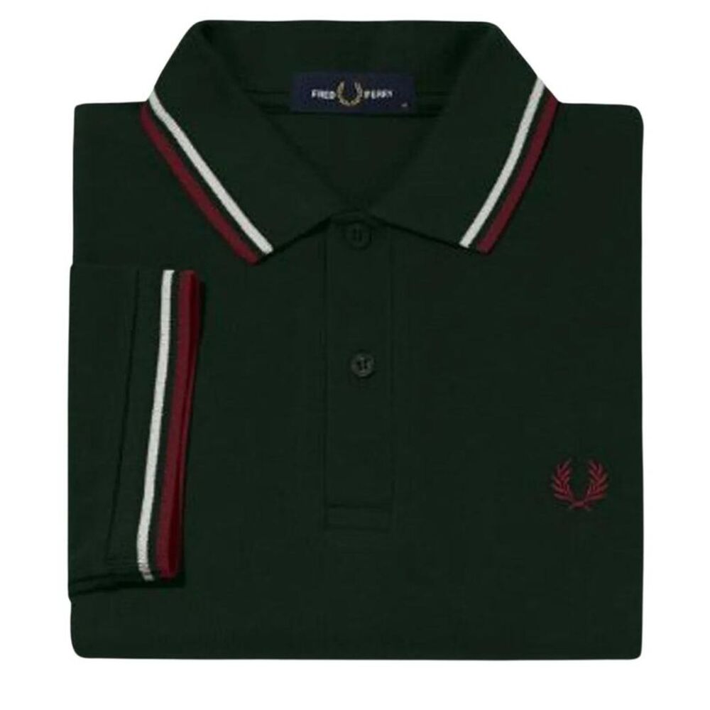 Fred Perry Mens Double Tipped Collar Polo Shirt / Dark Green
